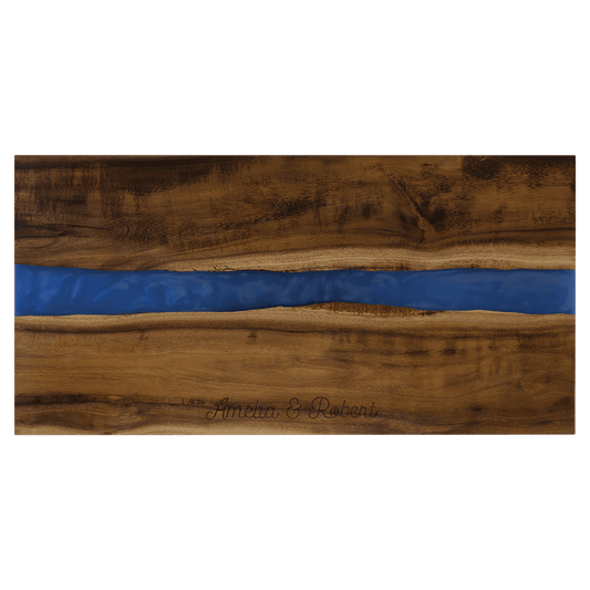 Acacia with Blue Pearl Resin Serving Board 18"x9"