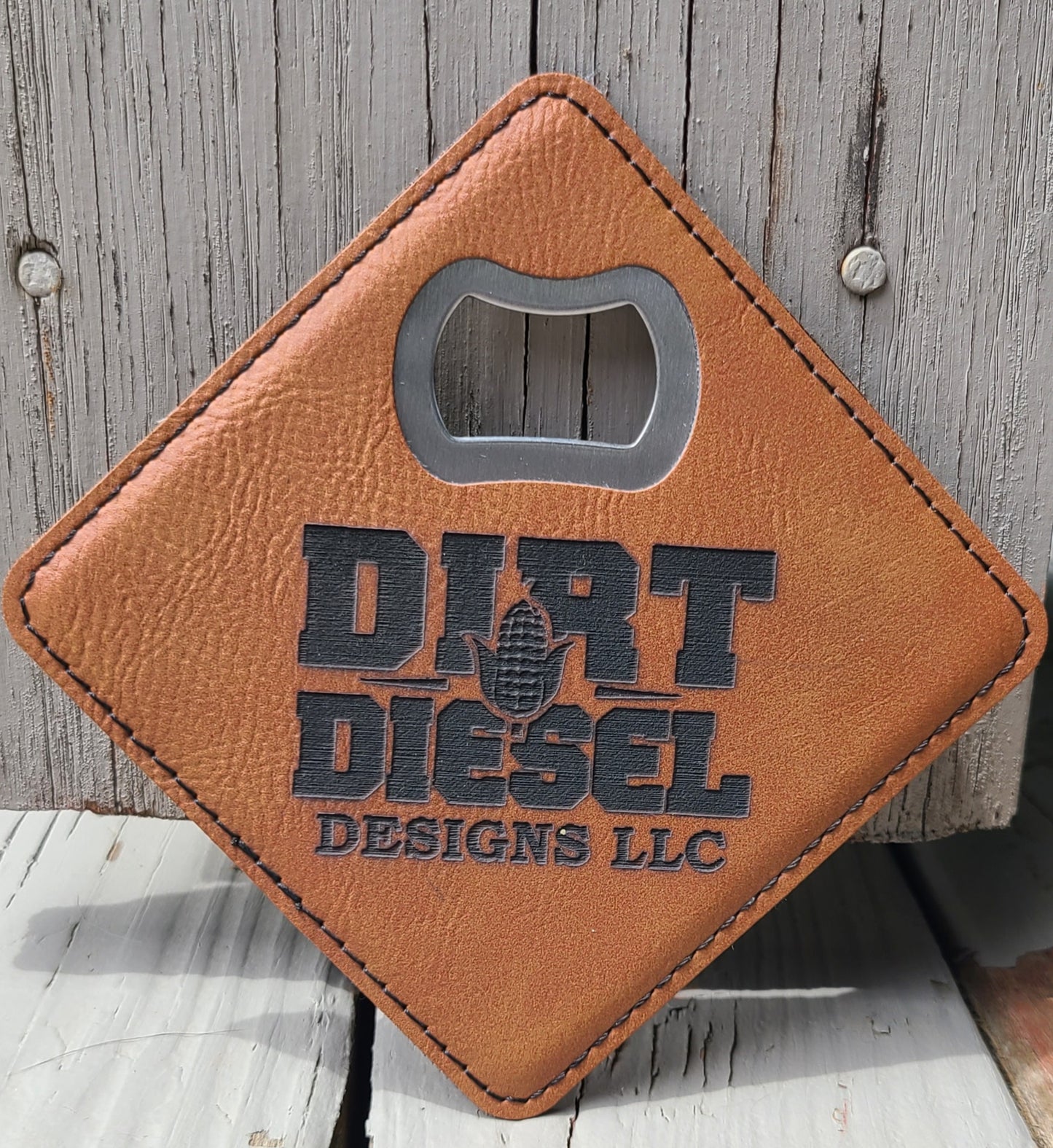 4"x4" Leatherette Bottle Opener Coaster