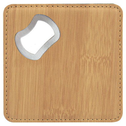 4"x4" Leatherette Bottle Opener Coaster