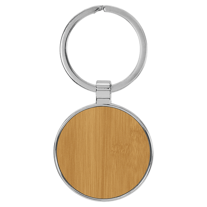 Leatherette/Metal Keychain Round