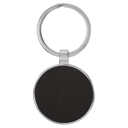 Leatherette/Metal Keychain Round
