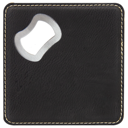 4"x4" Leatherette Bottle Opener Coaster