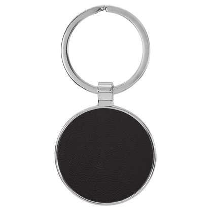 Leatherette/Metal Keychain Round