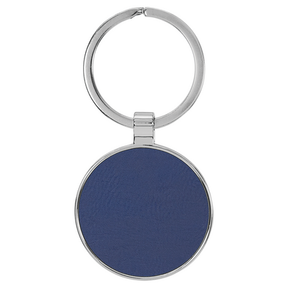 Leatherette/Metal Keychain Round