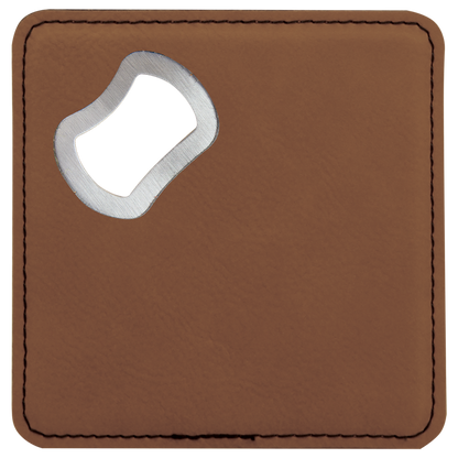 4"x4" Leatherette Bottle Opener Coaster