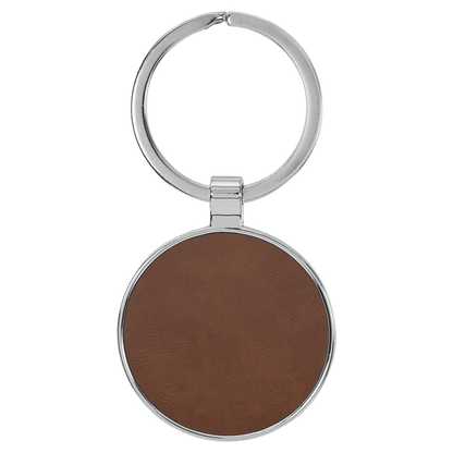 Leatherette/Metal Keychain Round