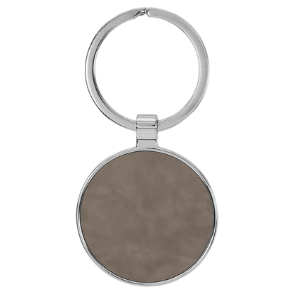 Leatherette/Metal Keychain Round