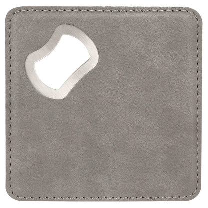 4"x4" Leatherette Bottle Opener Coaster