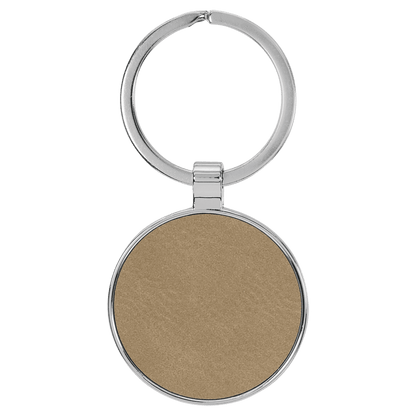 Leatherette/Metal Keychain Round