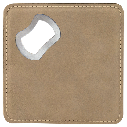 4"x4" Leatherette Bottle Opener Coaster