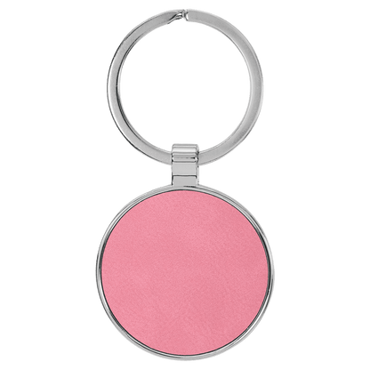 Leatherette/Metal Keychain Round
