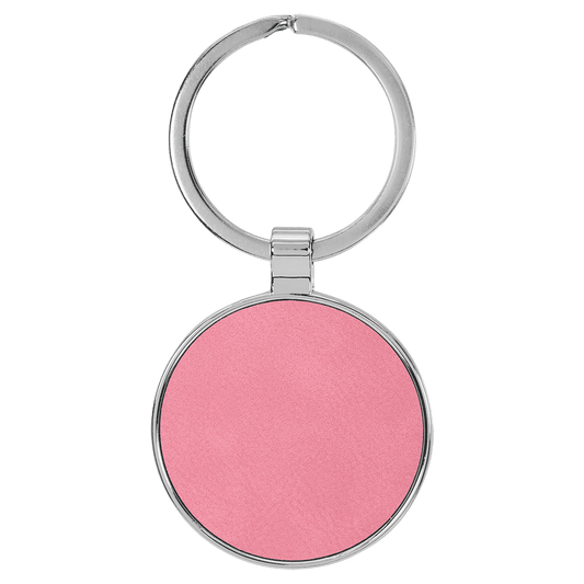 Leatherette/Metal Keychain Round