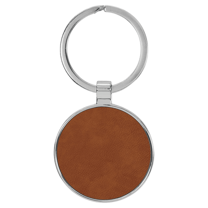 Leatherette/Metal Keychain Round