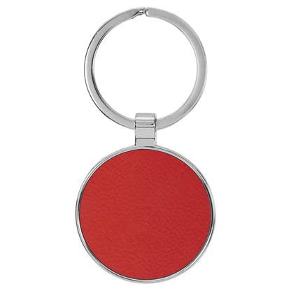 Leatherette/Metal Keychain Round