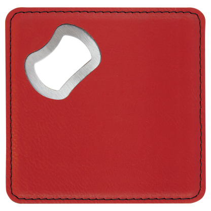4"x4" Leatherette Bottle Opener Coaster