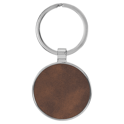 Leatherette/Metal Keychain Round