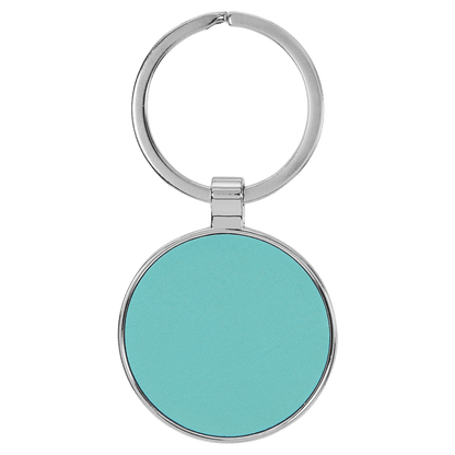 Leatherette/Metal Keychain Round