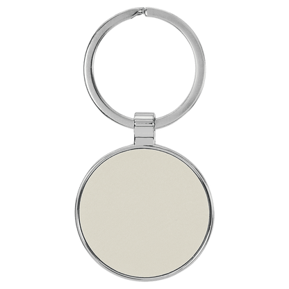 Leatherette/Metal Keychain Round